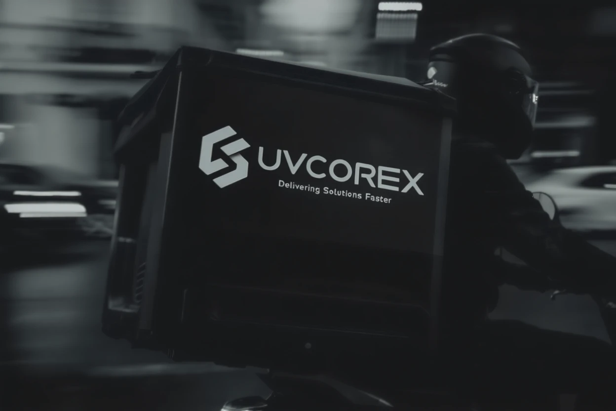 UVCOREX branded workspace with the tagline Delivering Solutions Faster
